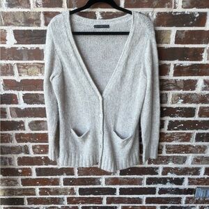 Peruvian Connection Baby Alpaca Wool Cardigan Sweater Size Medium Light Gray